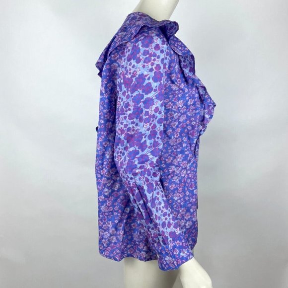 Vineyard Vines Floral‎ Ruffle Button-Up Blouse Top Women 16 Long Sleeve NWOT - Picture 4 of 11